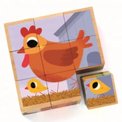 Piou Piou Et Cie - Puzzle 9 Cubes En Bois