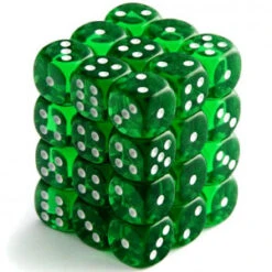 Set De 36 Dés 6 Transparent- Vert/Blanc (Chessex 23805)