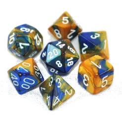 Set De 7 Dés - Gemini Bleu Et Or (Chessex 26422)