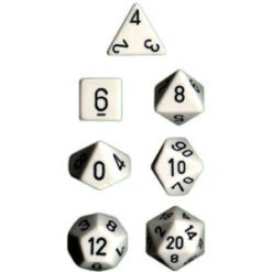Set De 7 Dés - Opaque - Blanc / Noir (Chessex 25401)