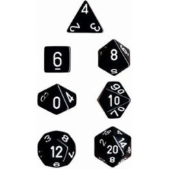 Set De 7 Dés - Opaque - Noir / Blanc (Chessex 25408)