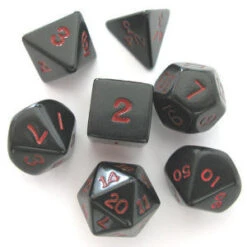 Set De 7 Dés - Opaque - Noir / Rouge (Chessex 25418)
