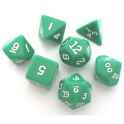 Set De 7 Dés - Opaque - Vert / Blanc (Chessex 25405)